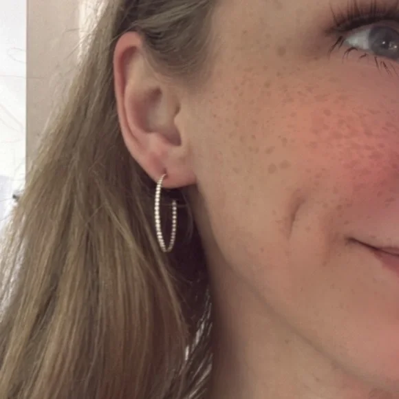 Tiffany & Co.18k Large Diamond Metro Hoop Earrings in Rose Gold - Picture 2 of 9